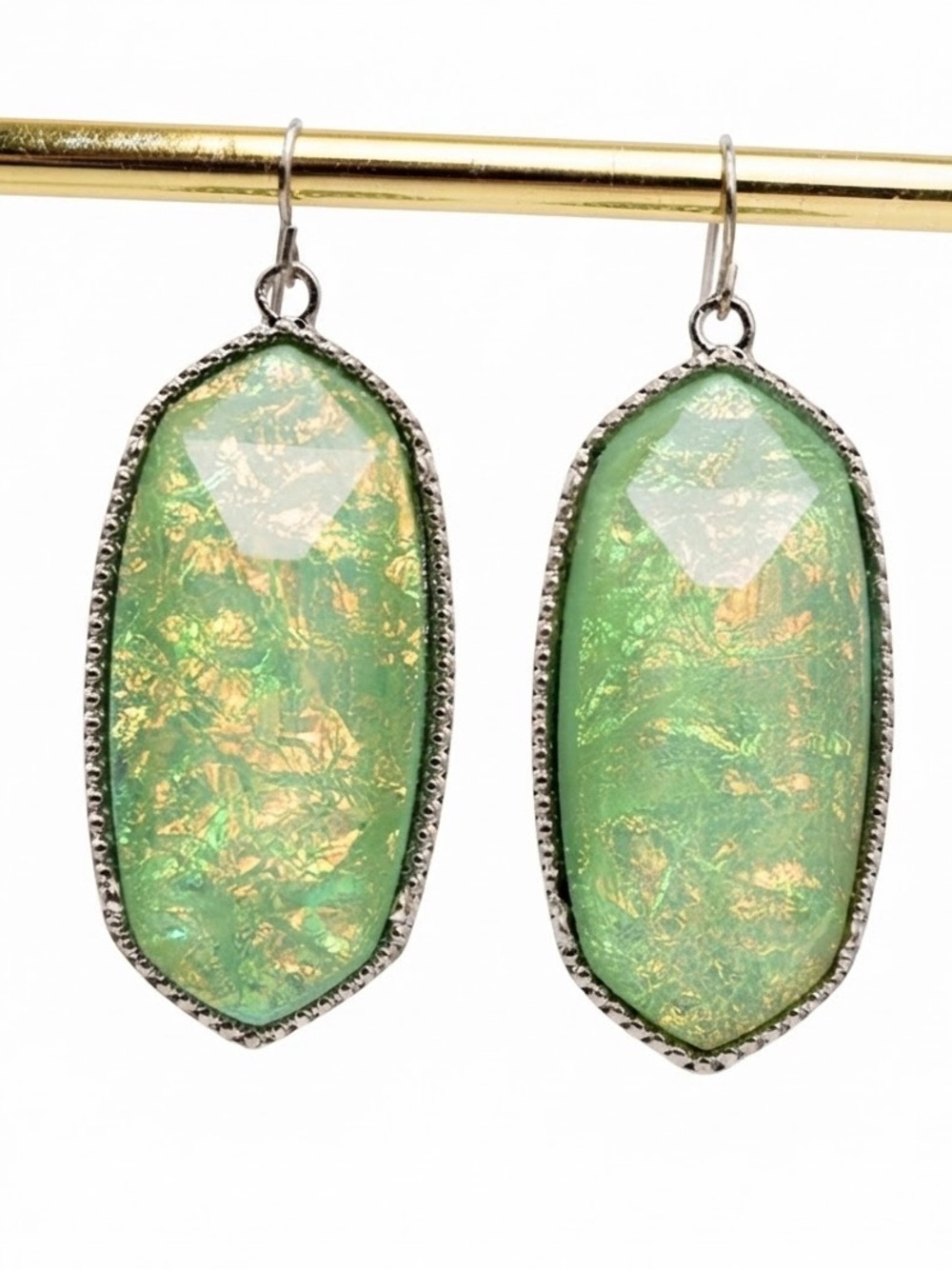 Mia Aqua Opal Silver Tone Earrings (NWT)